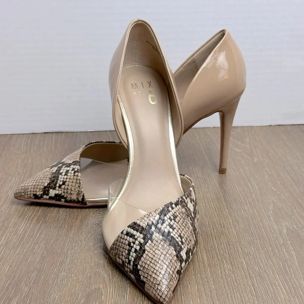 Mix No.6  Womens Point Toe Heels Snake Skin M6-HILANI NEW
